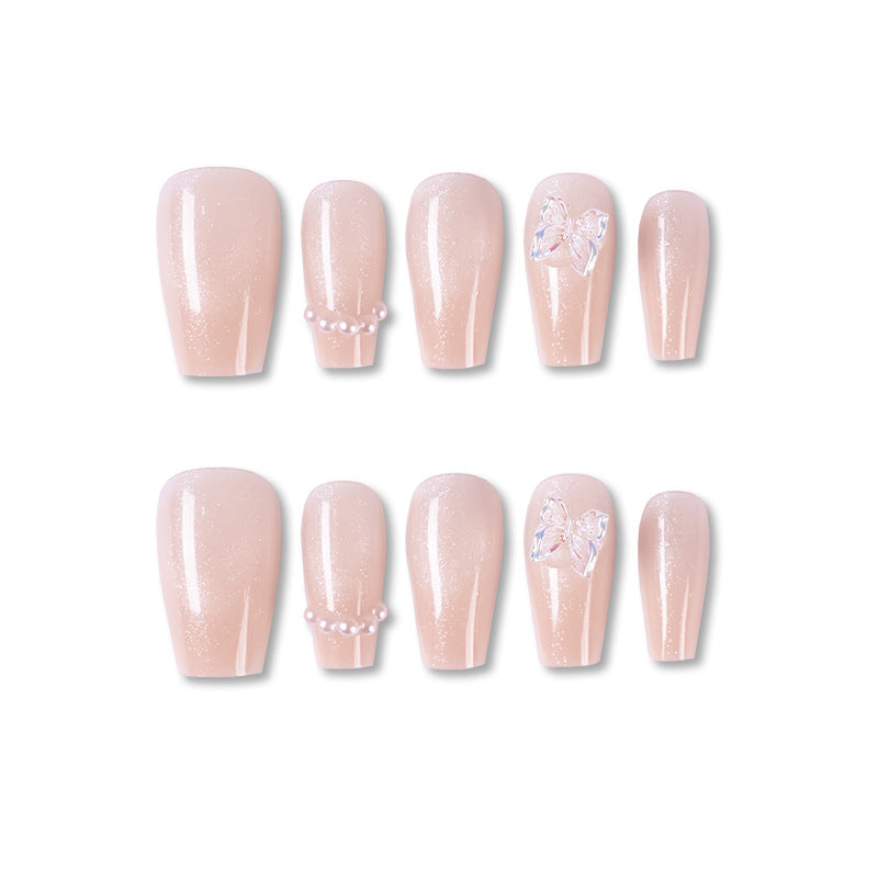 Butterfly-Embellished Glossy Press-On Nail Set Kalsten