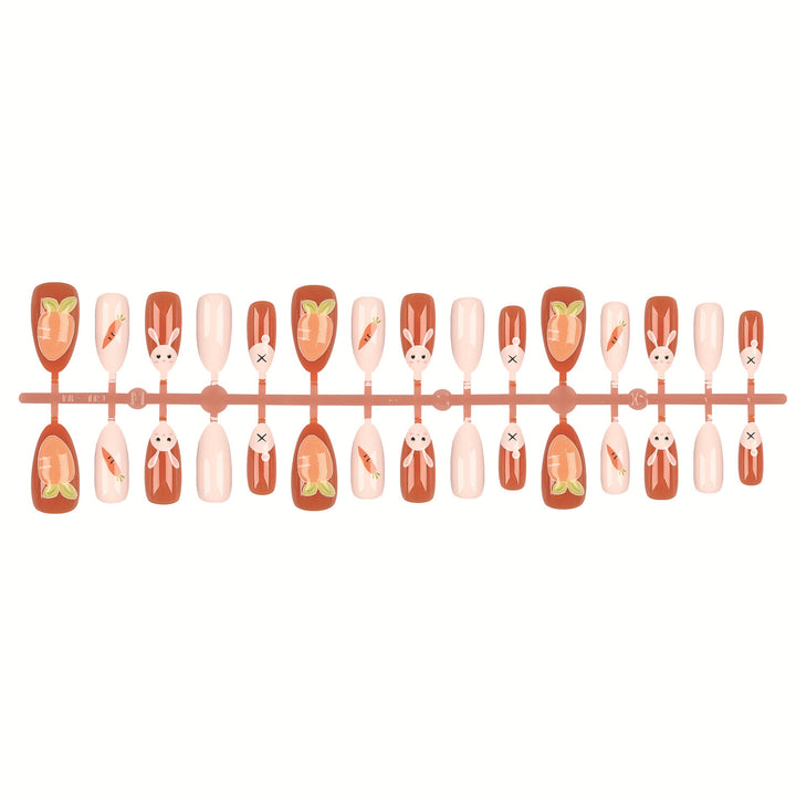 Playful Rabbit and Carrot Press-On Nail Set