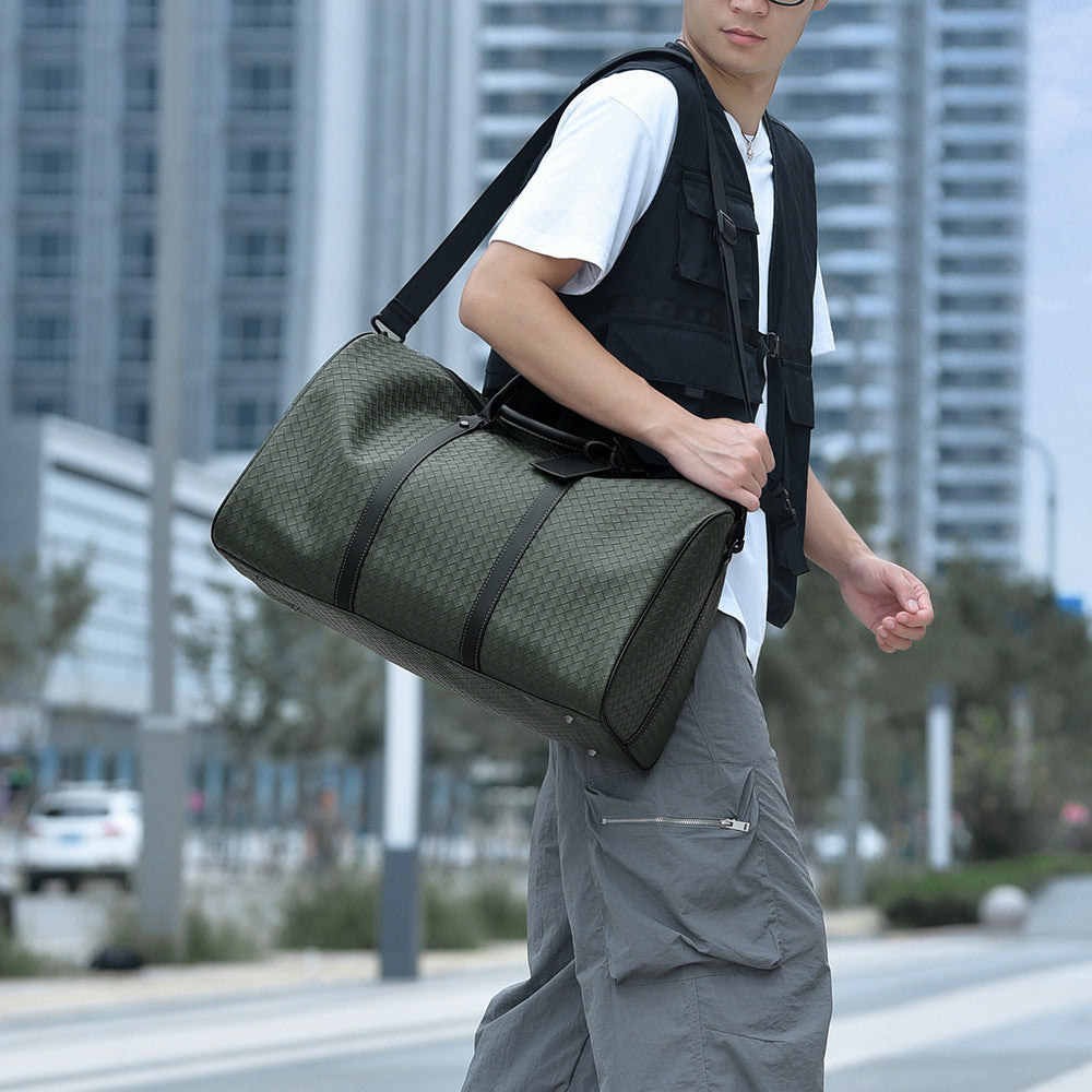 Woven Faux Leather Travel Duffel Bag Kalsten