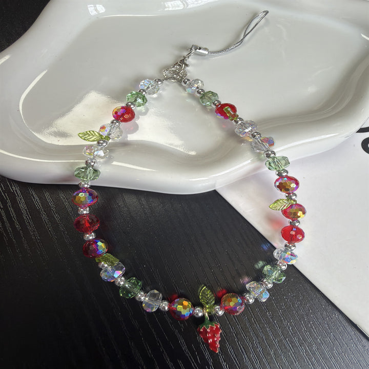 Charming Strawberry Crystal Beaded Necklace Kalsten