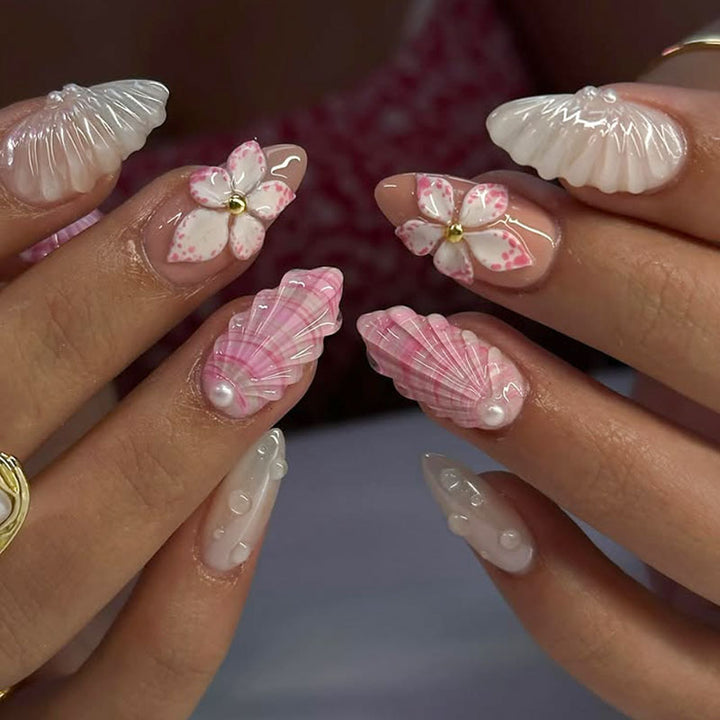 Shell-Inspired Decorative Nail Art