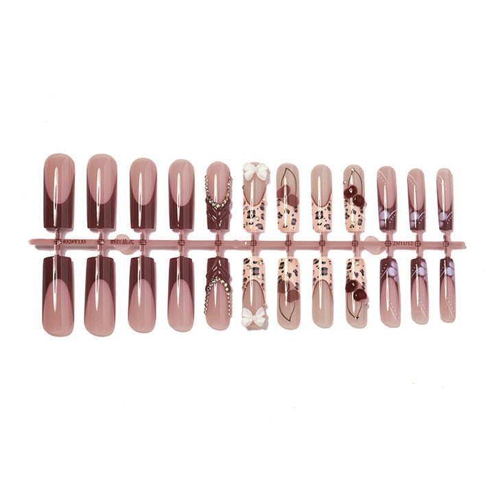 Artificial nail set with elegant flower and glitter effects Kalsten