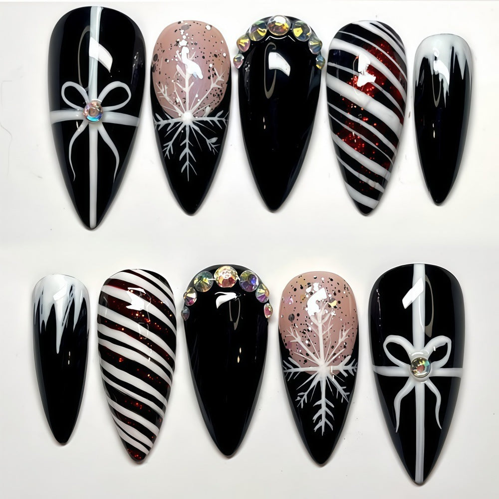 Artificial nail set with festive design and glitter accents Kalsten