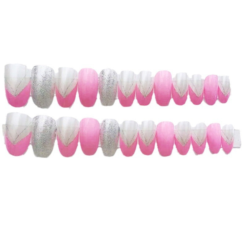 Press-On Nail Art Set with Glitter and Gradient Finish