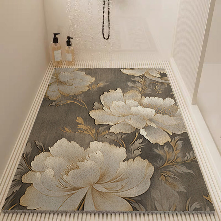 Elegant Floral Patterned Bath Mat Kalsten