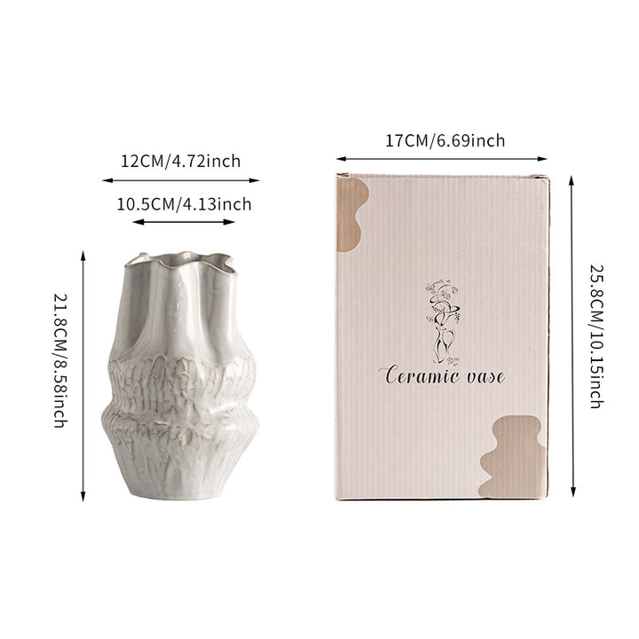 Hand-sculpted Textured Ceramic Decorative Flower Vase