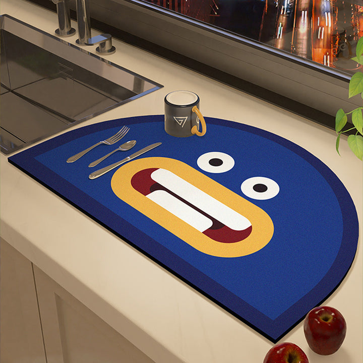 Playful Cartoon-Theme Kitchen Mat