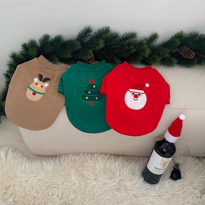Small Dog Plush-Lined Holiday Embroidered Christmas Tree Sweatshirt