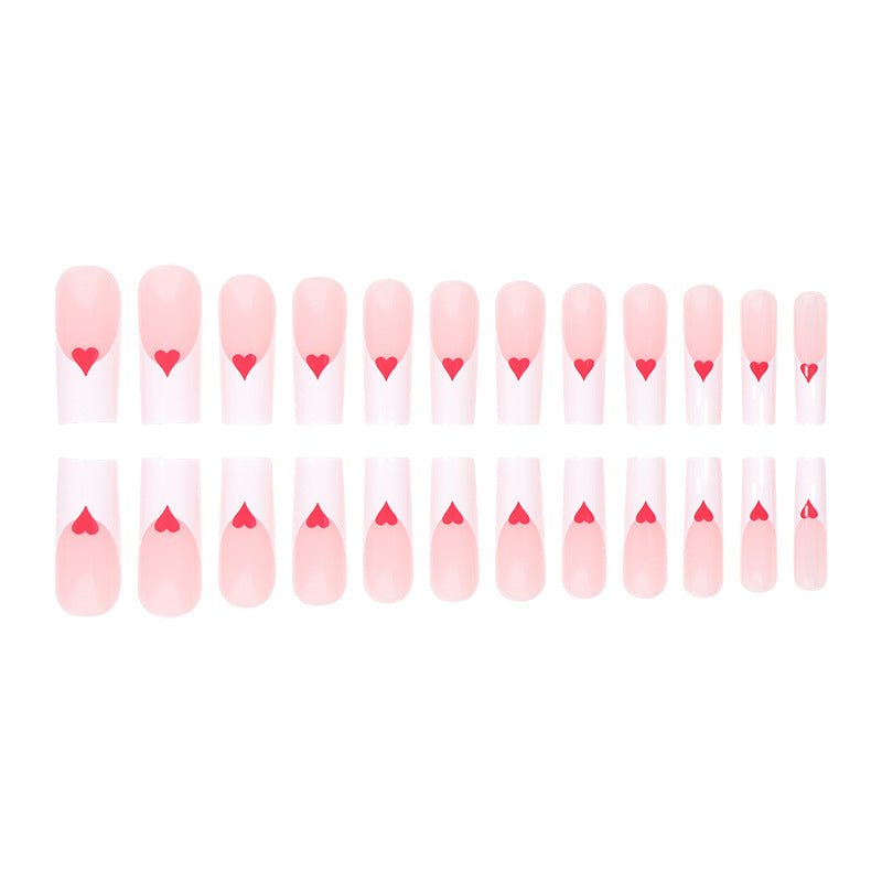 Romantic Heart-Design Acrylic Press-On Nails Kalsten