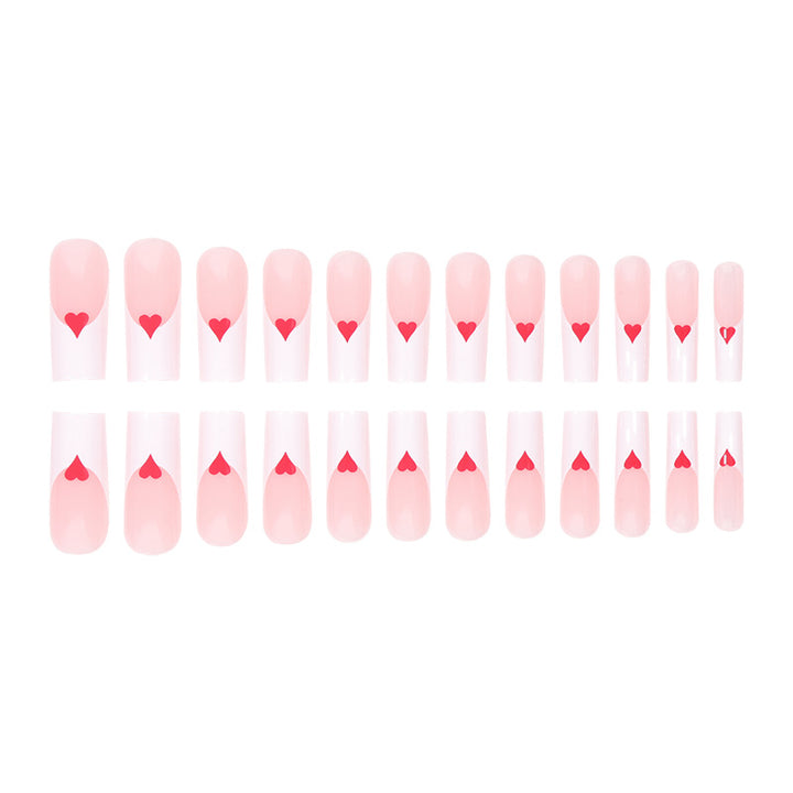 Romantic Heart-Design Acrylic Press-On Nails Kalsten
