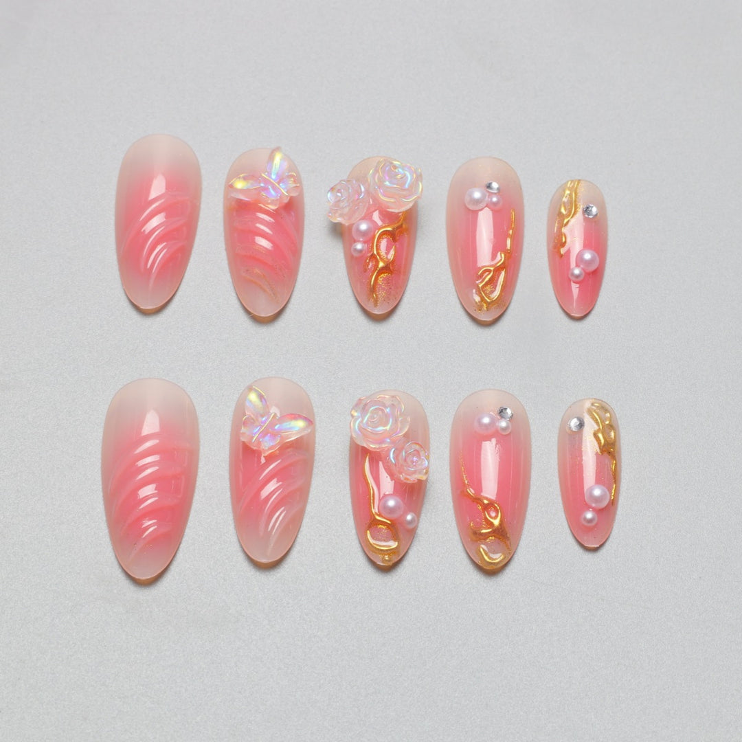 Artistic Floral Nail Extensions Kalsten