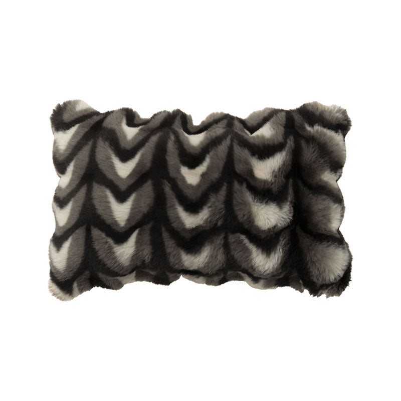 Rectangular decorative cushion made of faux fur with chevron relief and cozy filling