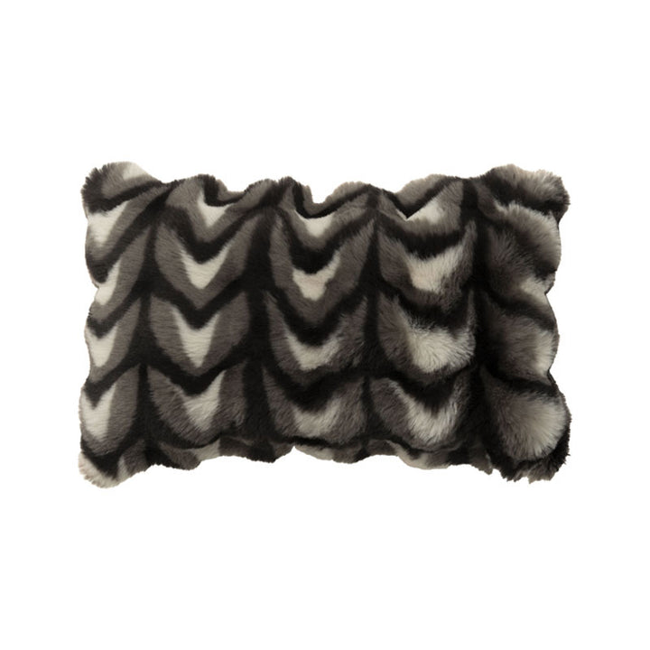 Rectangular decorative cushion made of faux fur with chevron relief and cozy filling
