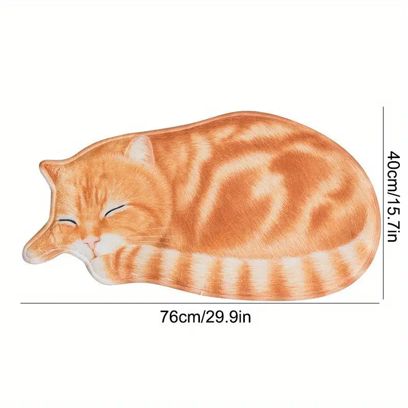 Cartoon Cat-Themed Plush Bath Mat