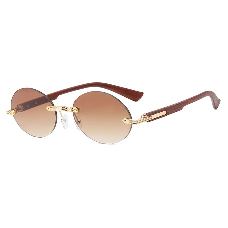 Women's round sunglasses with elegant wooden frame and UV protection Kalsten