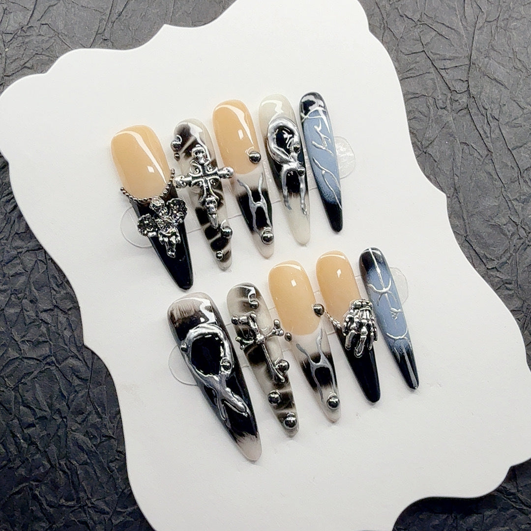 Gothic-Inspired Decorative Press-On Nail Set