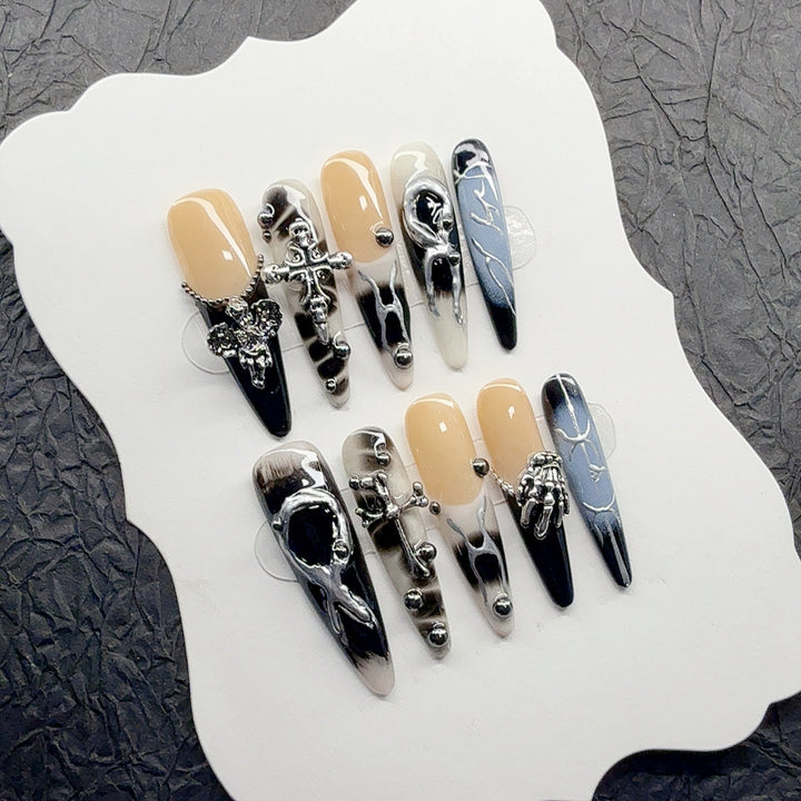 Gothic-Inspired Decorative Press-On Nail Set