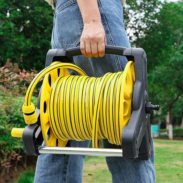heavy-duty retractable garden hose reel system with pistol spray gun and faucet connector Kalsten