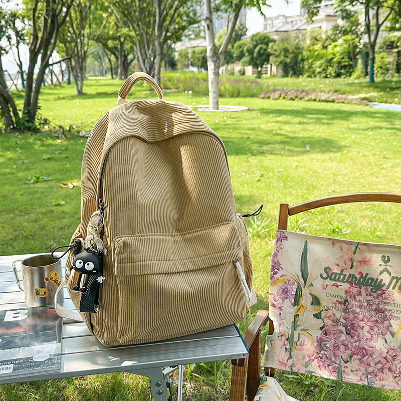 Corduroy Textured Casual Backpack Kalsten