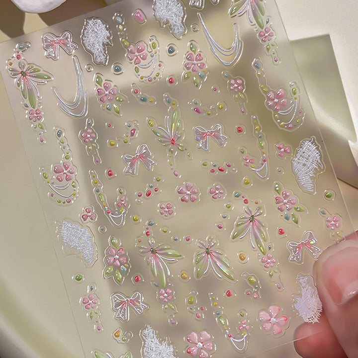 Decorative Floral Nail Art Sticker Sheet