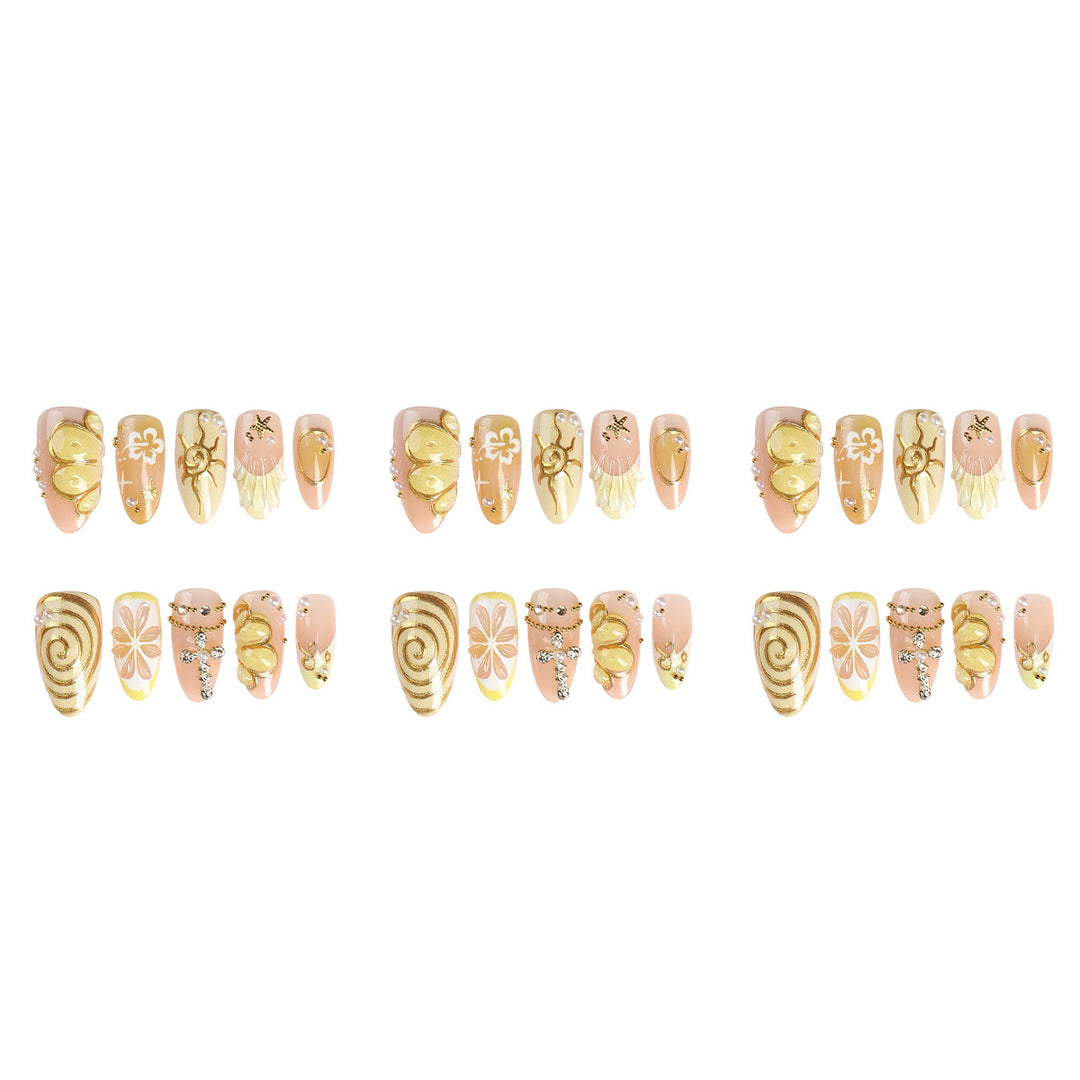 Acrylic nail set with elegant floral embellishments Kalsten