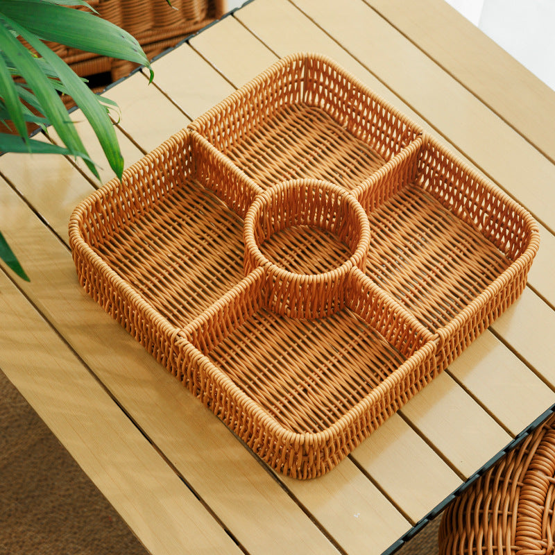 Multi-Compartment Woven Storage Basket Kalsten