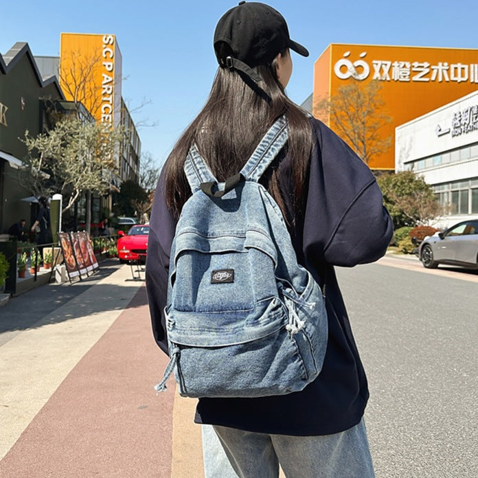 Denim Fabric Casual Backpack Kalsten