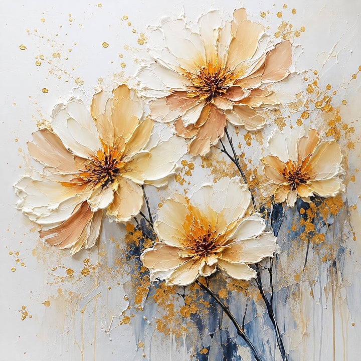 Elegant Floral Textured Canvas Art