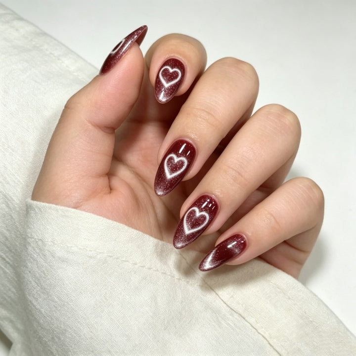 Heart-Designed Glamorous Press-On Nails Kalsten