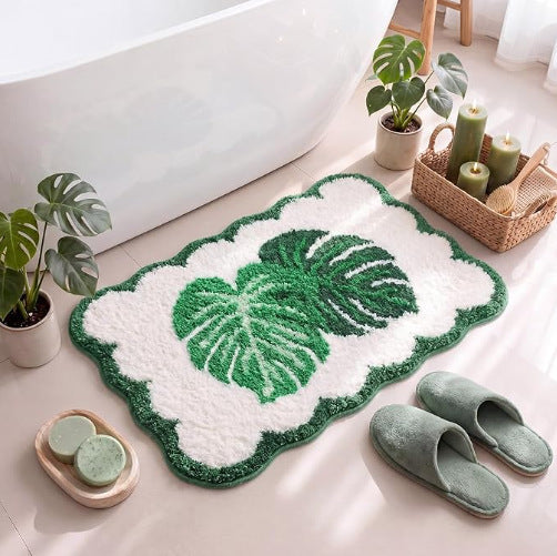 Plush Leaf-Design Bath Mat Kalsten