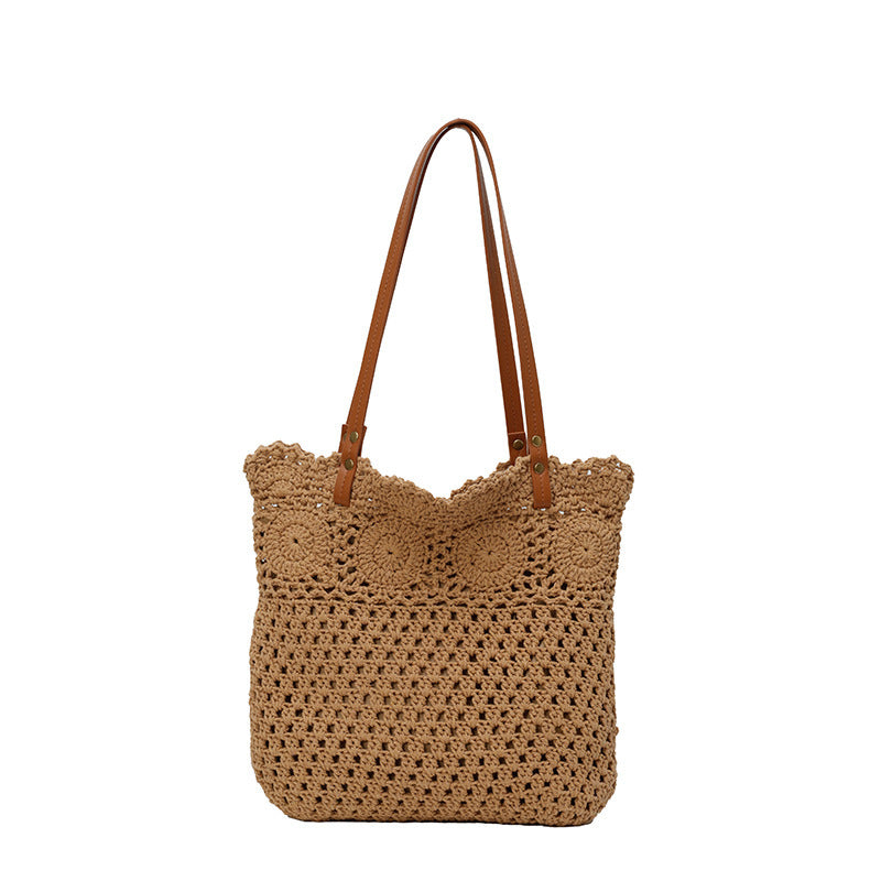 Macrame shopping bag with leather handles Kalsten