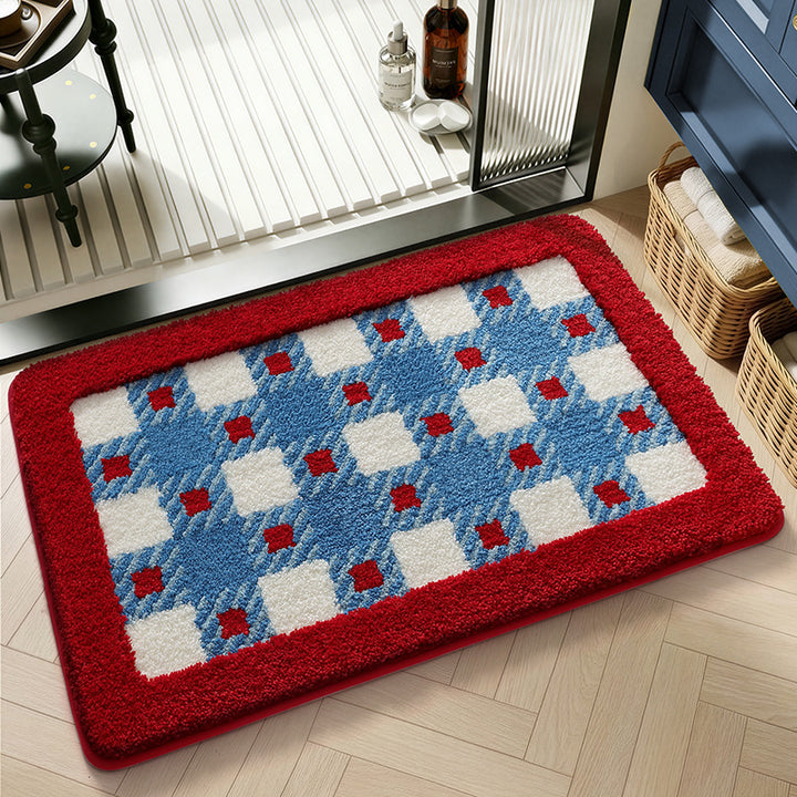 Plush Geometric Pattern Bath Mat