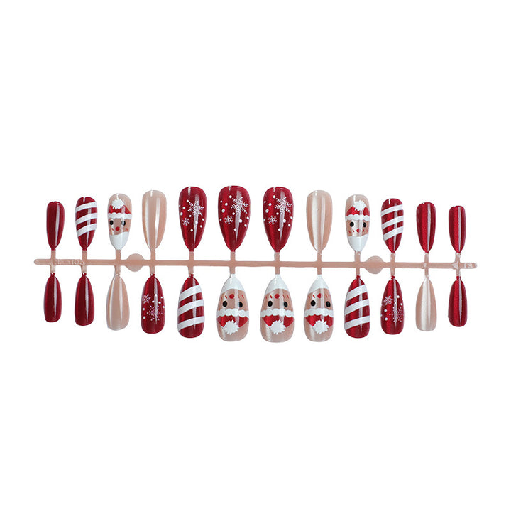 Festive Holiday-Themed Press-On Nail Art Design