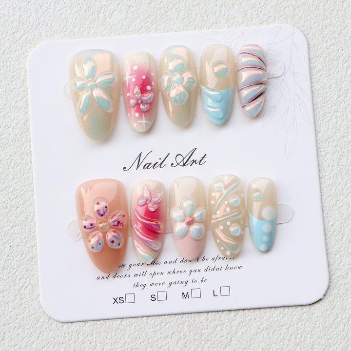 Decorative 3D Floral Press-On Nails
