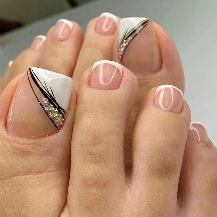 Elegant French Tip Pedicure Nail Art