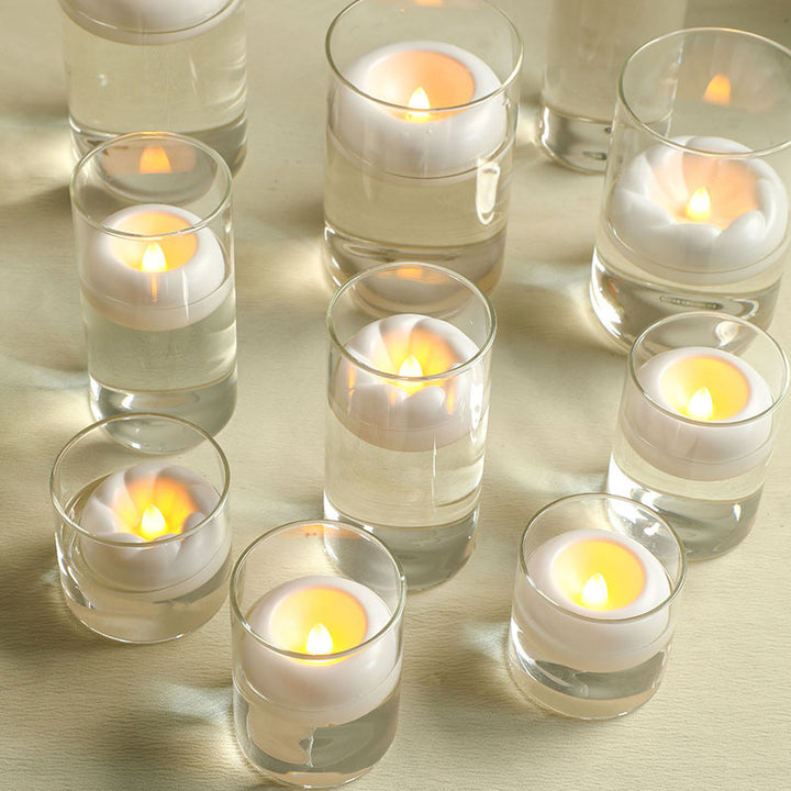 Flameless LED Floating Tea Light Candles in Clear Plastic Cups