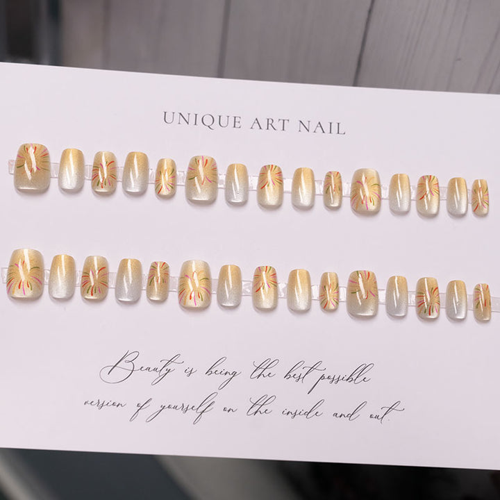 Decorative Press-On Nail Set with Floral Design