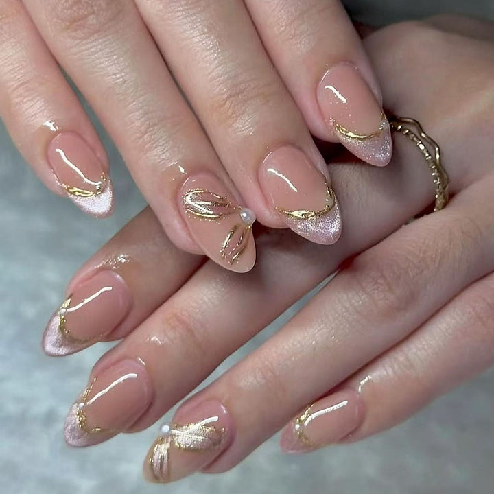 Glamorous Press-On Nail Set with Decorative Accents Kalsten