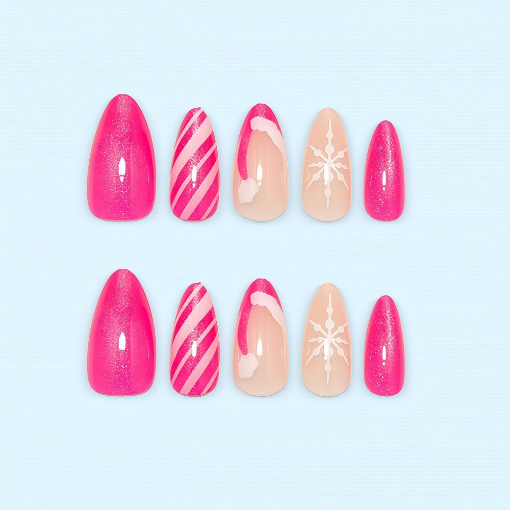Artificial nails with sparkling glitter and Christmas designs Kalsten