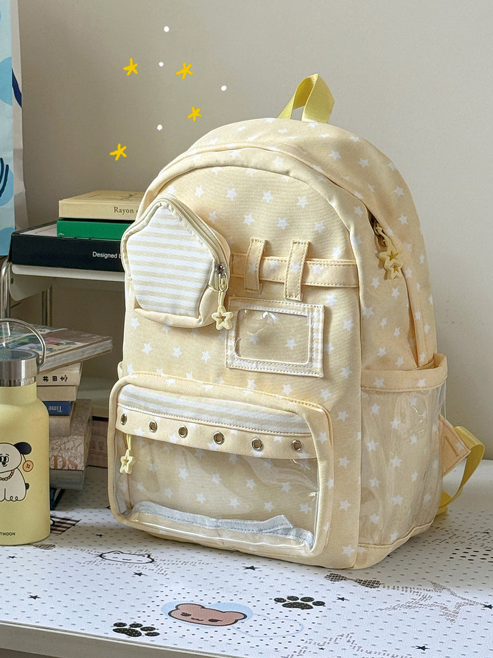 Stylish Multi-Pocket Clear Panel Backpack Kalsten