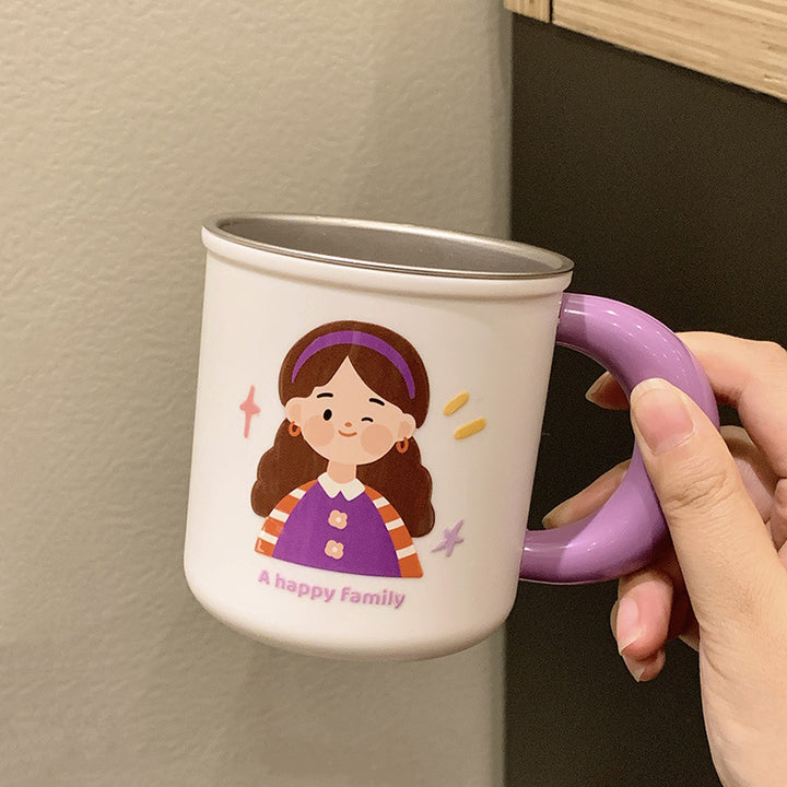 Stainless steel ceramic mug with cheerful family motif Kalsten
