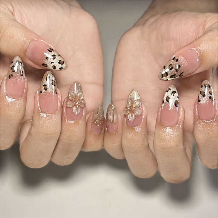Stylish Leopard Print Stiletto Press-On Nail Art Set