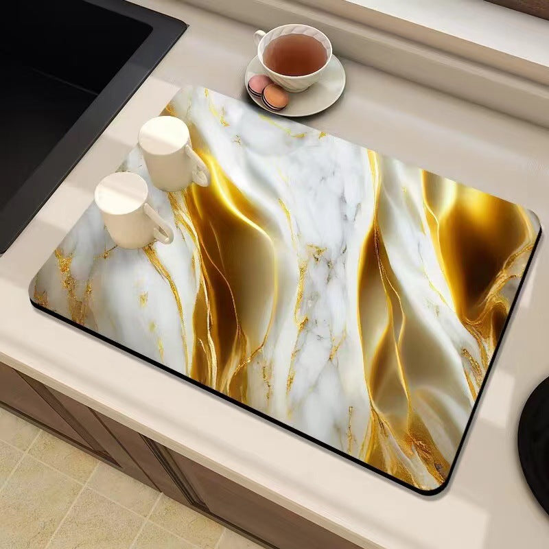 Marble-Inspired Kitchen Counter Mat Kalsten