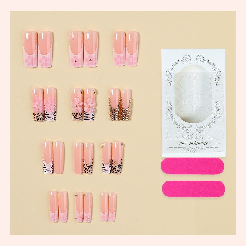 Glamorous acrylic nail set with floral and animal designs Kalsten