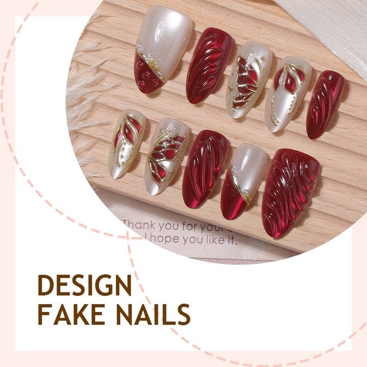 Acrylic nail set with glamorous 3D design and luxurious embellishments Kalsten