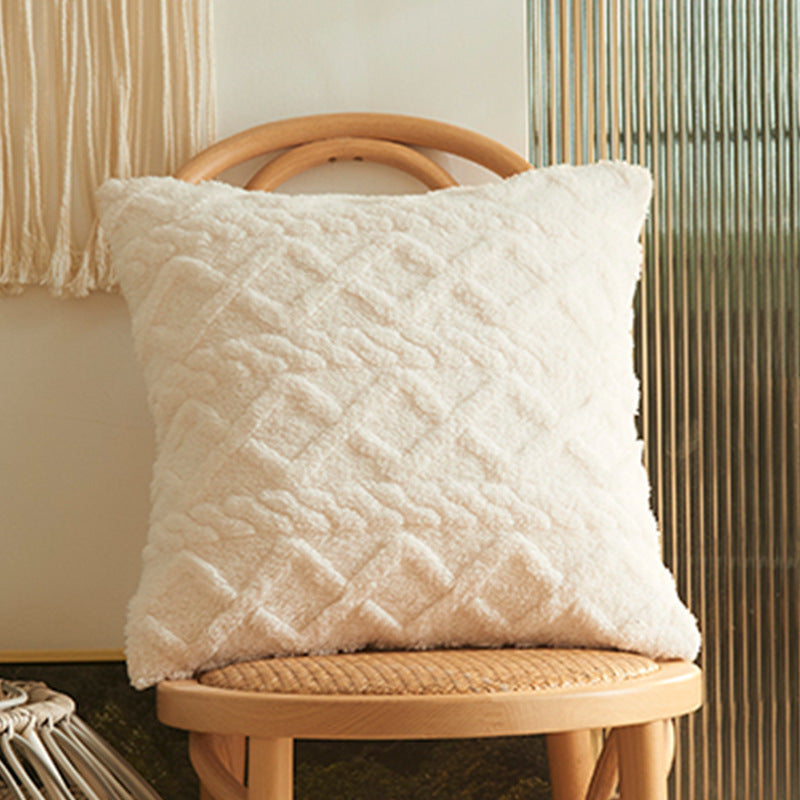 Square living cushion made of teddy boucle with raised diamond texture Kalsten