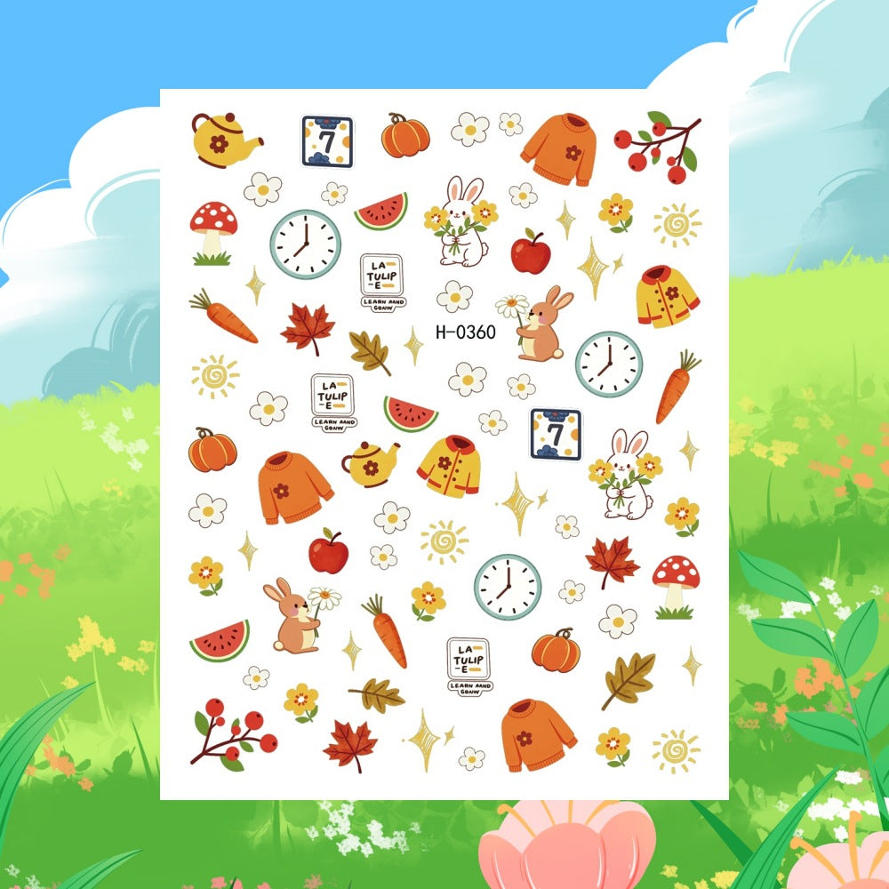 Autumn-Themed Nail Art Sticker Sheet