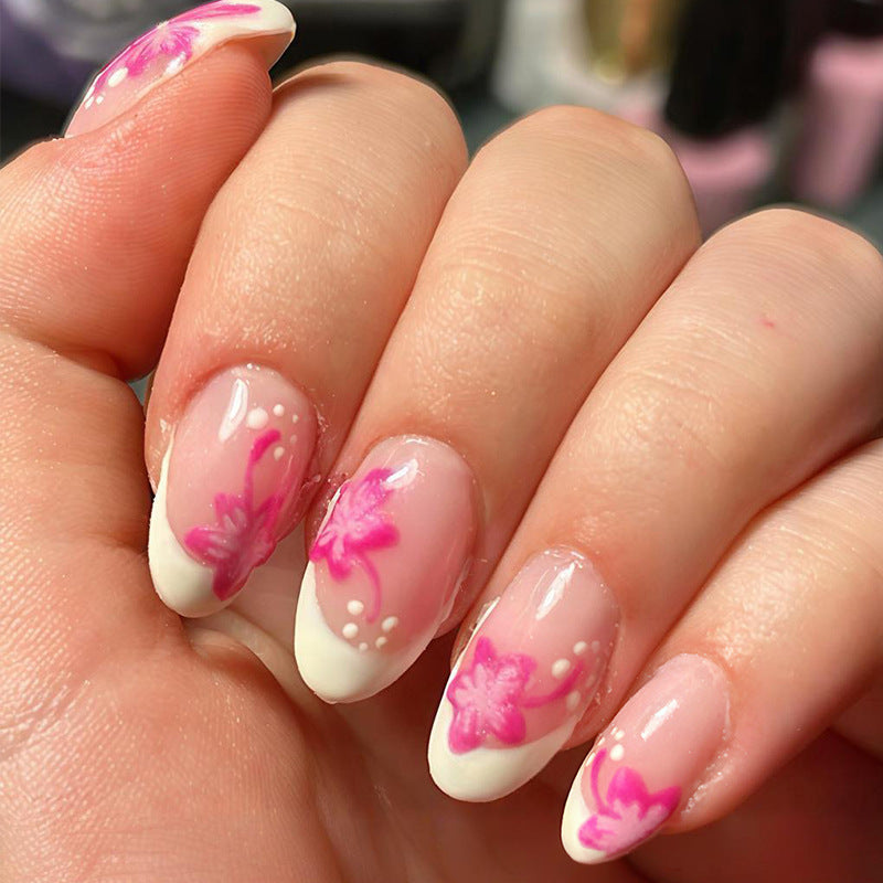 Artificial nail set with floral style and elegant tips Kalsten