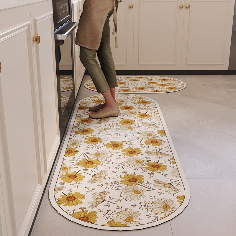 Floral Pattern Decorative Kitchen Mat