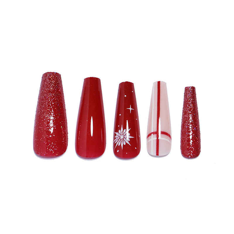 Decorative Press-On Nail Set with Shimmering Glitter and Elegant Art Kalsten